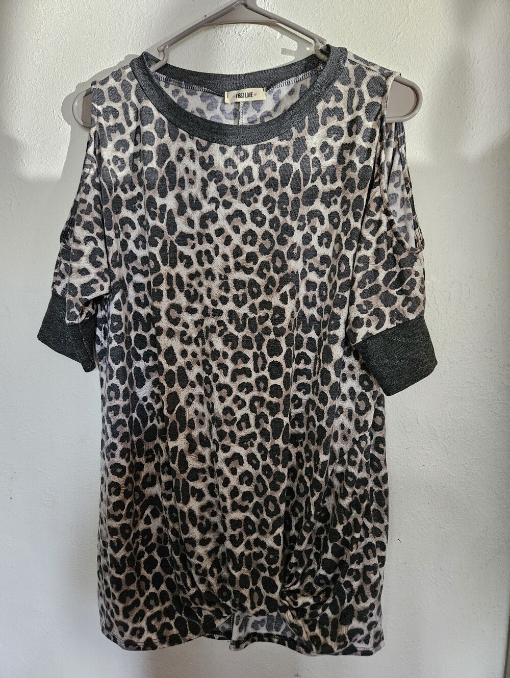 Animal Print Cold Shoulder Tunic Top